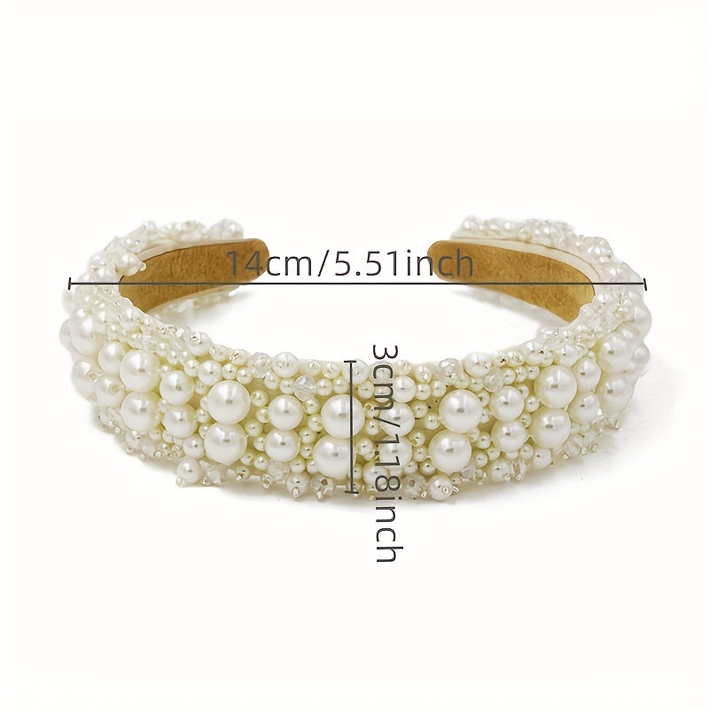 Faux Pearl Beads Wide Brim Headband Hair Accessories