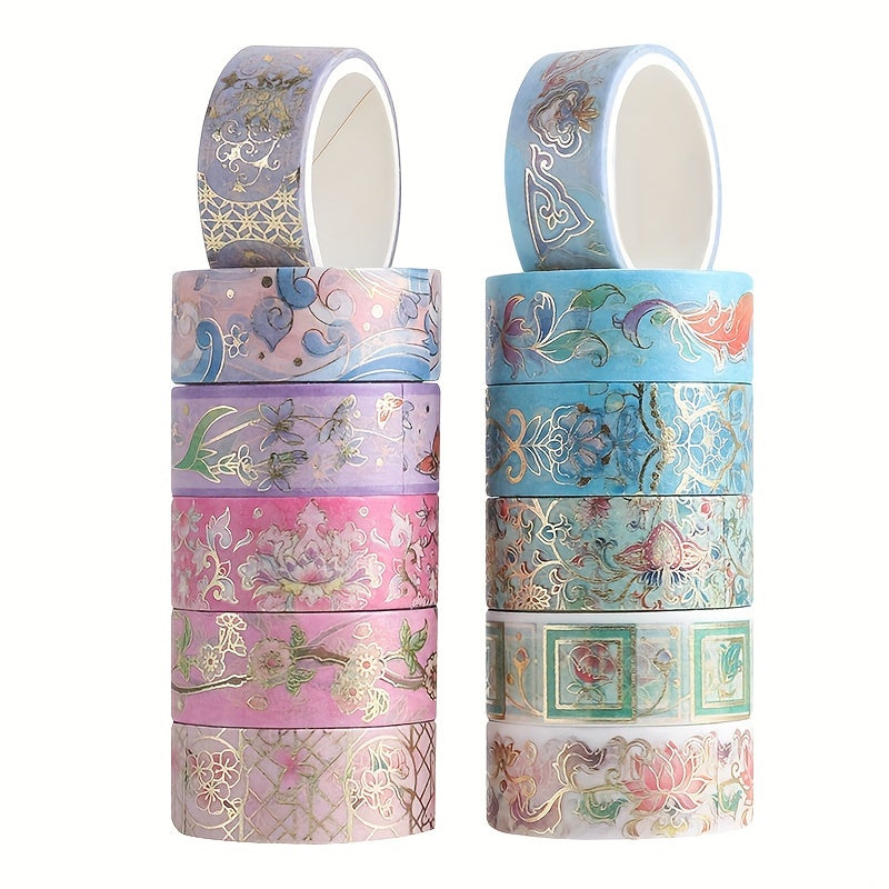 12pcs Flower Washi Paper Tape Set for DIY Scrapbook Decoration