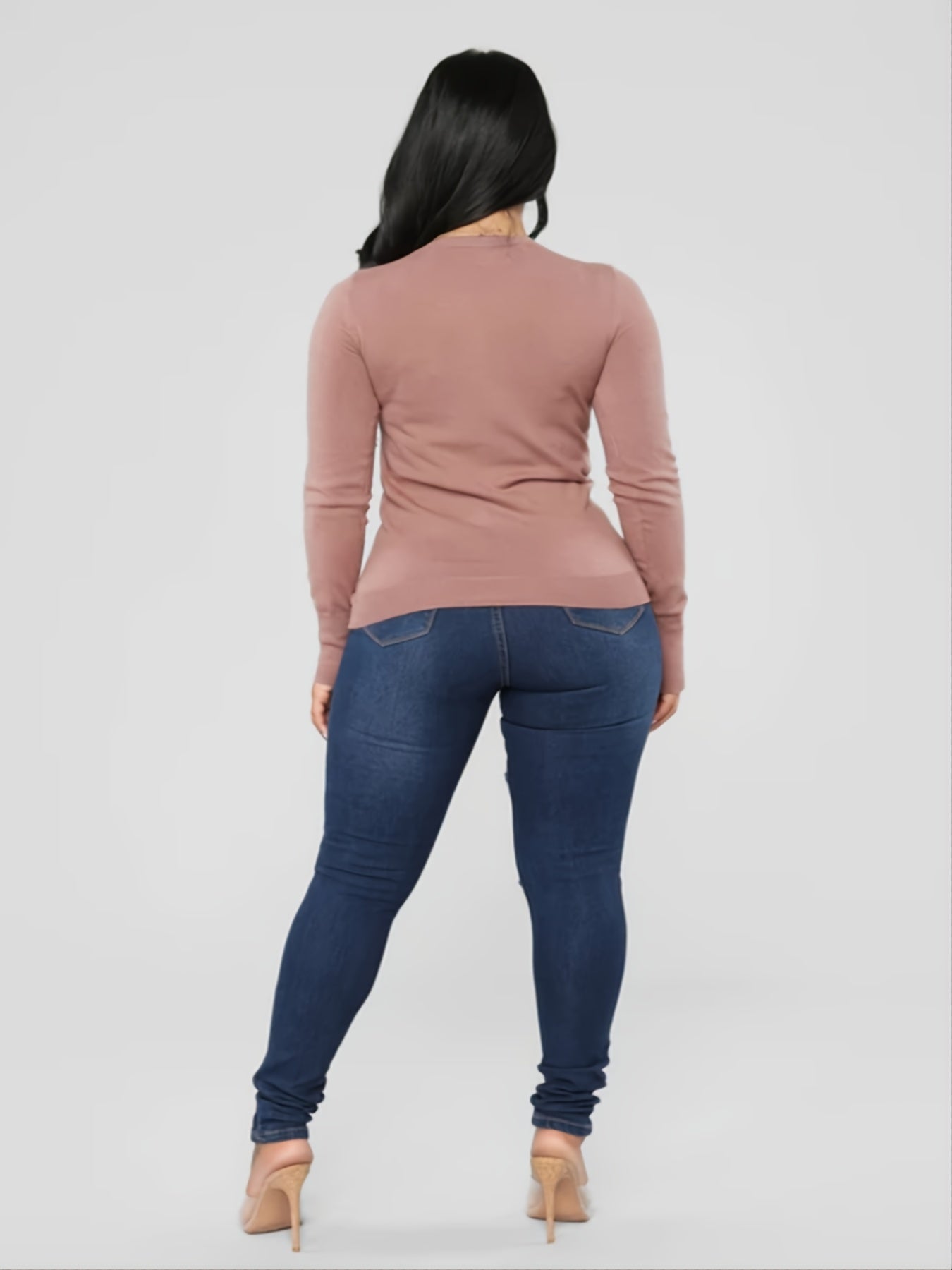 Women's Navy Ripped Skinny Leg Jeans