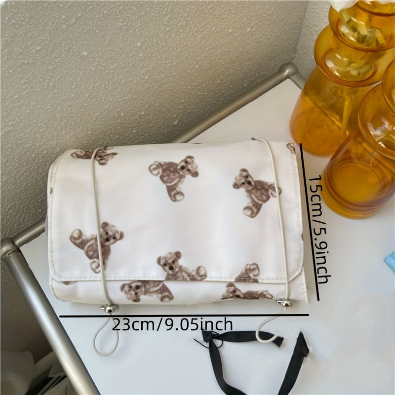 Portable 4-in-1 Roll Up Travel Toiletry Organizer with Cartoon Pattern