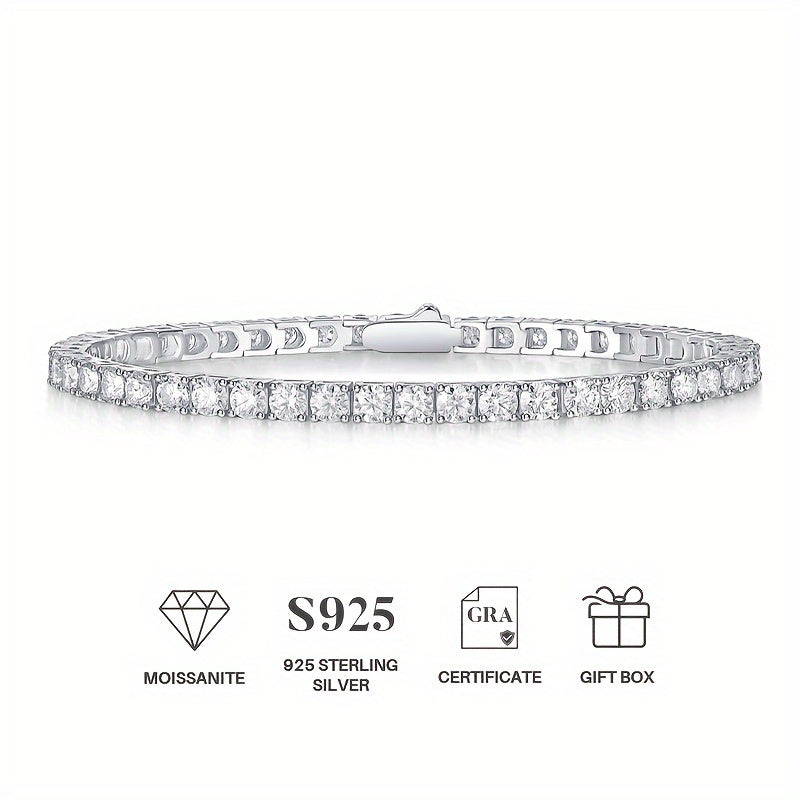 Moissanite Tennis Bracelet 925 Sterling Silver for Women Hip Hop Personality