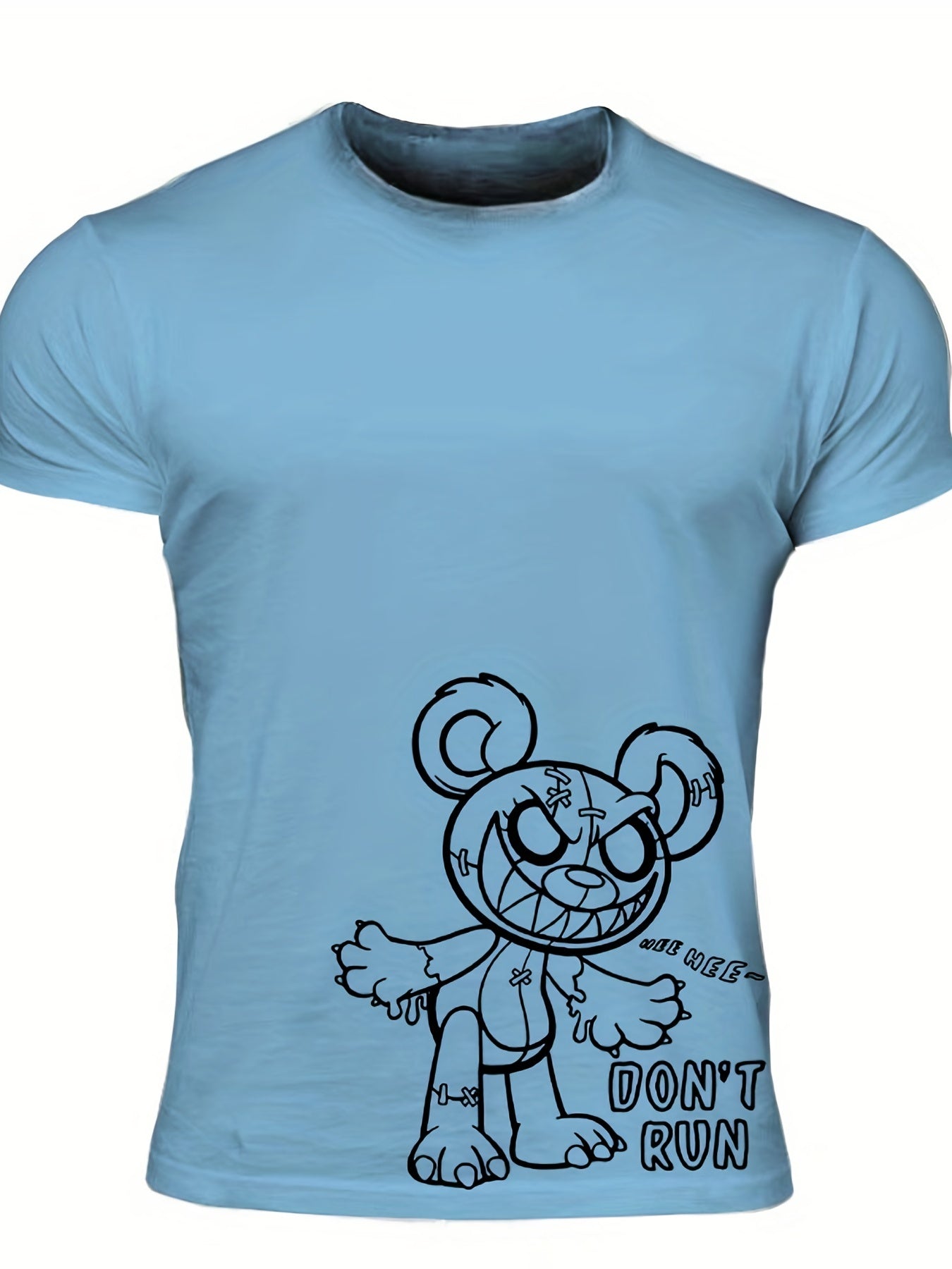 Men's Plush Print T Shirt with Stretch Crew Neck