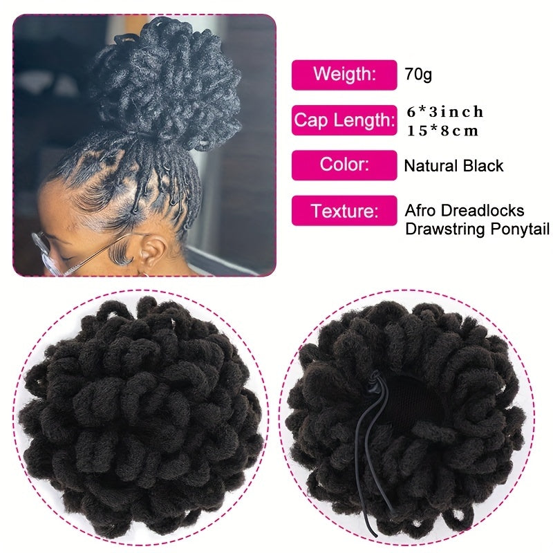 Afro High Puff Drawstring Ponytail Extensions Synthetic Faux Locs Hair Bun