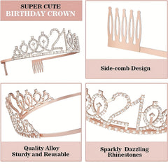 21st Birthday Decorations Set for Women - Sash, Cake Topper, Crown, Candles