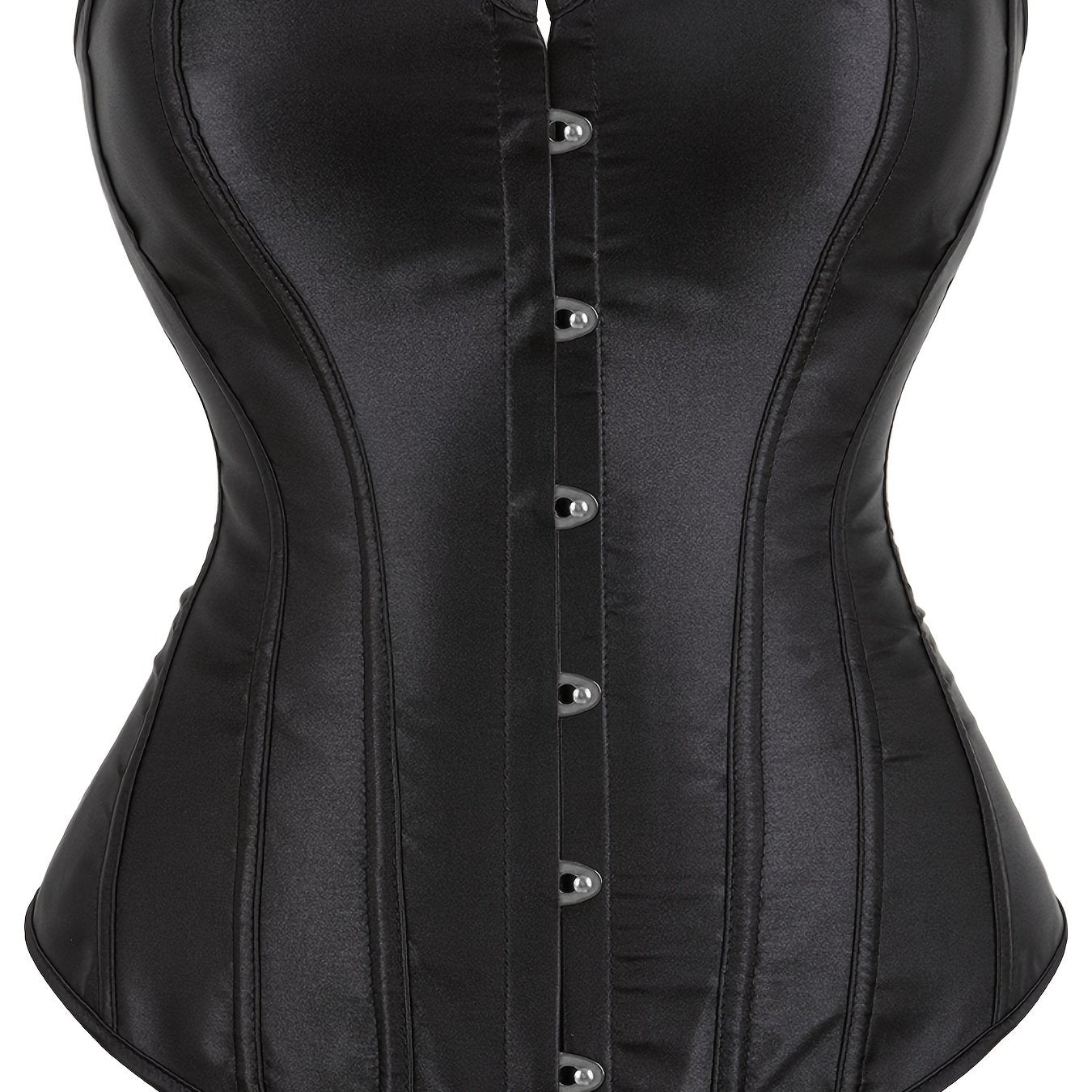 Corset Satin Lace Up Boned Overbust Tummy Control Body Shaper Bustier