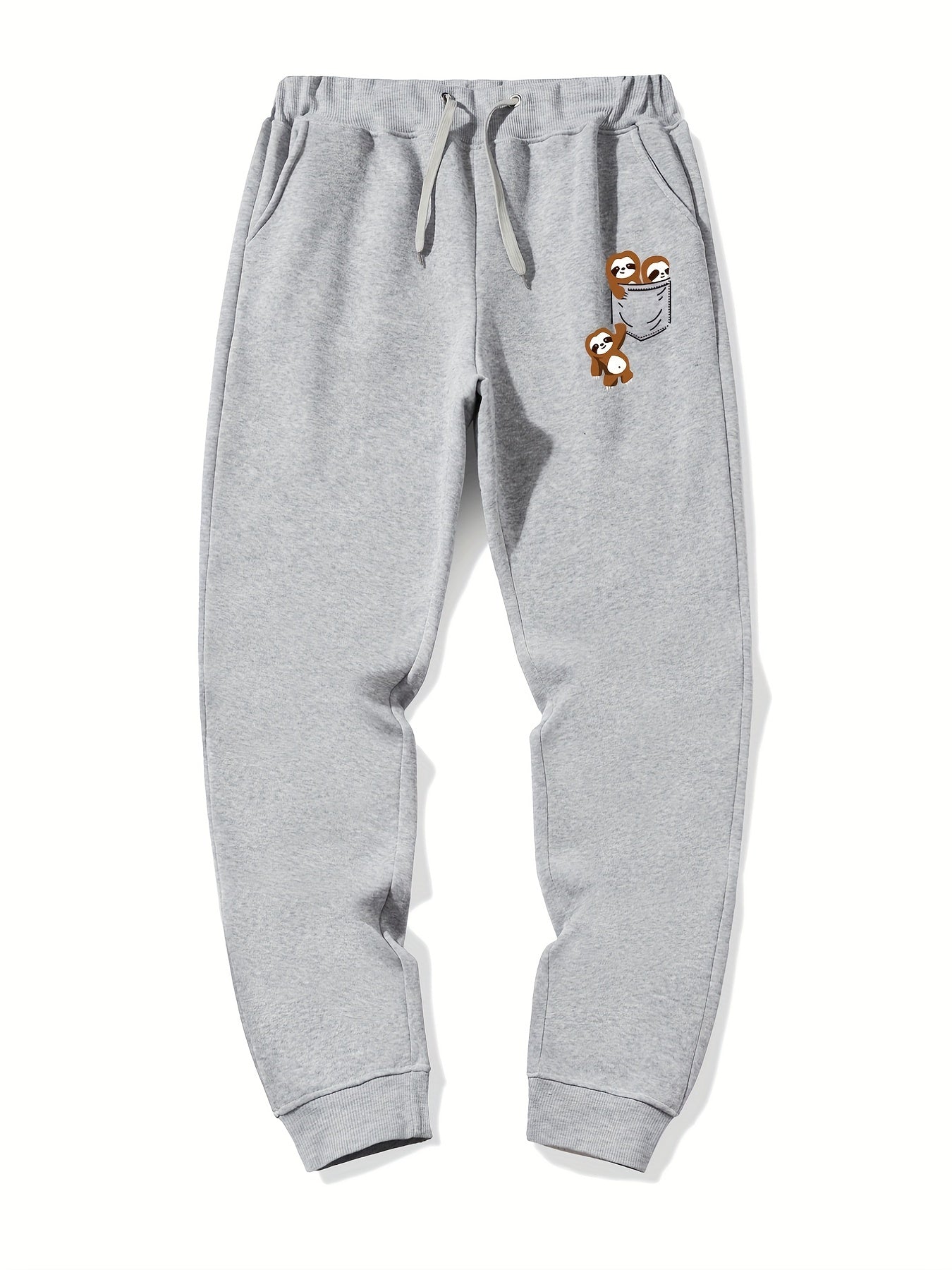 Sloth In Pocket Graphic Drawstring Joggers Men's Sweatpants