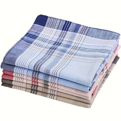 6pcs Men's Handkerchief Set Classic Plaid Soft Absorbent Pocket Square Hankies