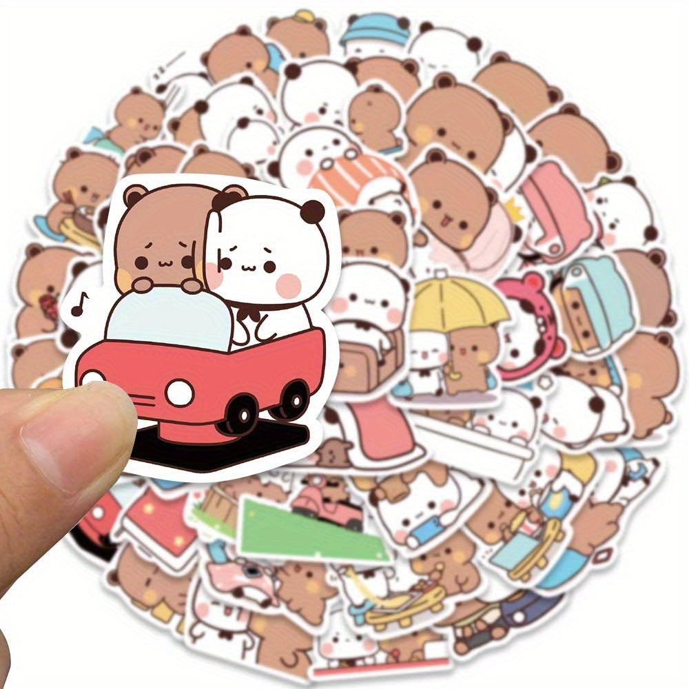 50pcs Cartoon Bears Graffiti Stickers No Repeat Waterproof Sticker
