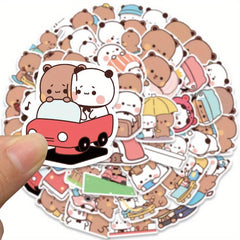 50pcs Cartoon Bears Graffiti Stickers No Repeat Waterproof Sticker