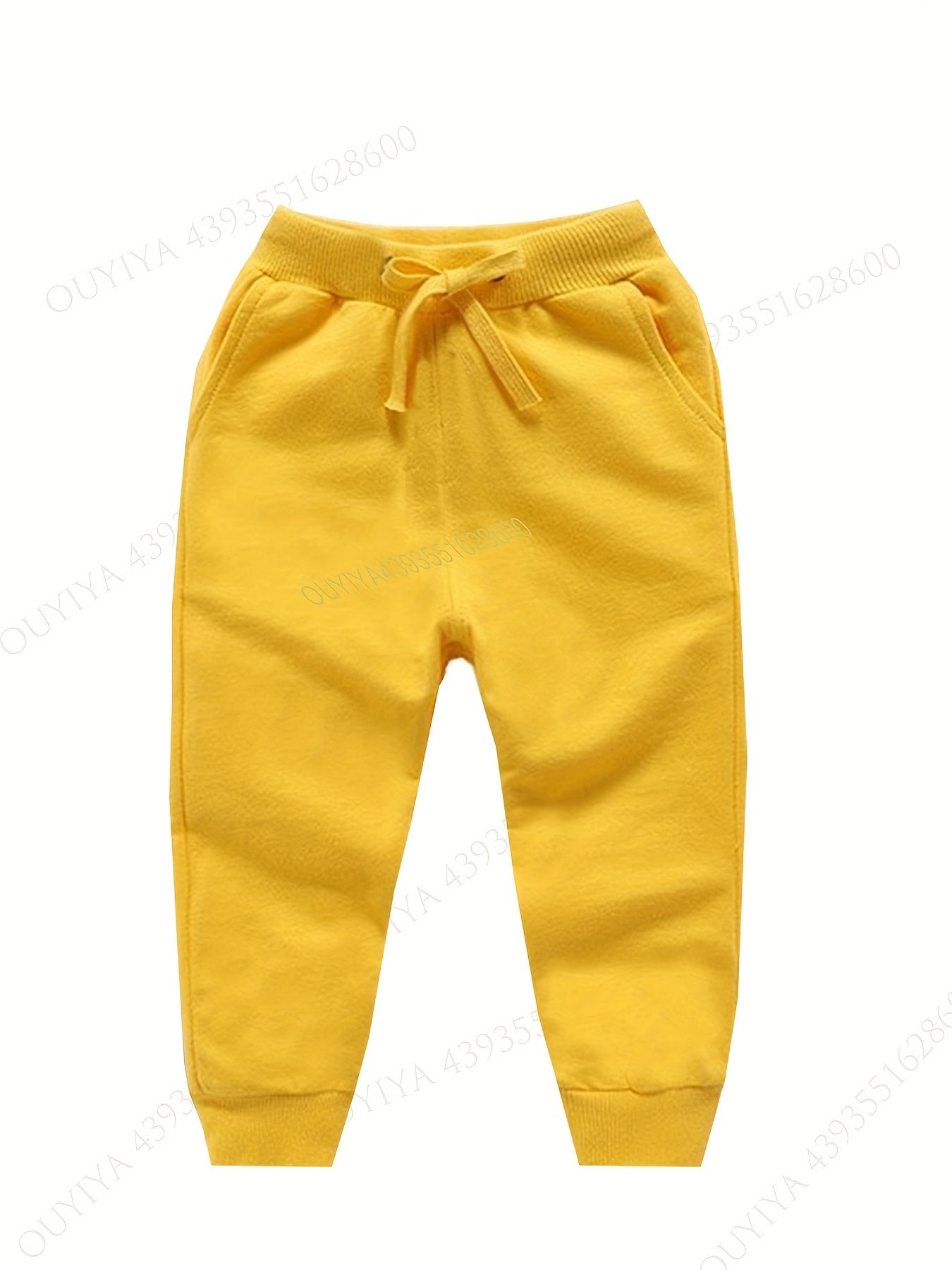 2pcs Boys Solid Drawstring Sweatpants Soft Comfortable Trousers For Spring Fall