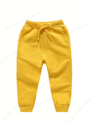 2pcs Boys Solid Drawstring Sweatpants Soft Comfortable Trousers For Spring Fall