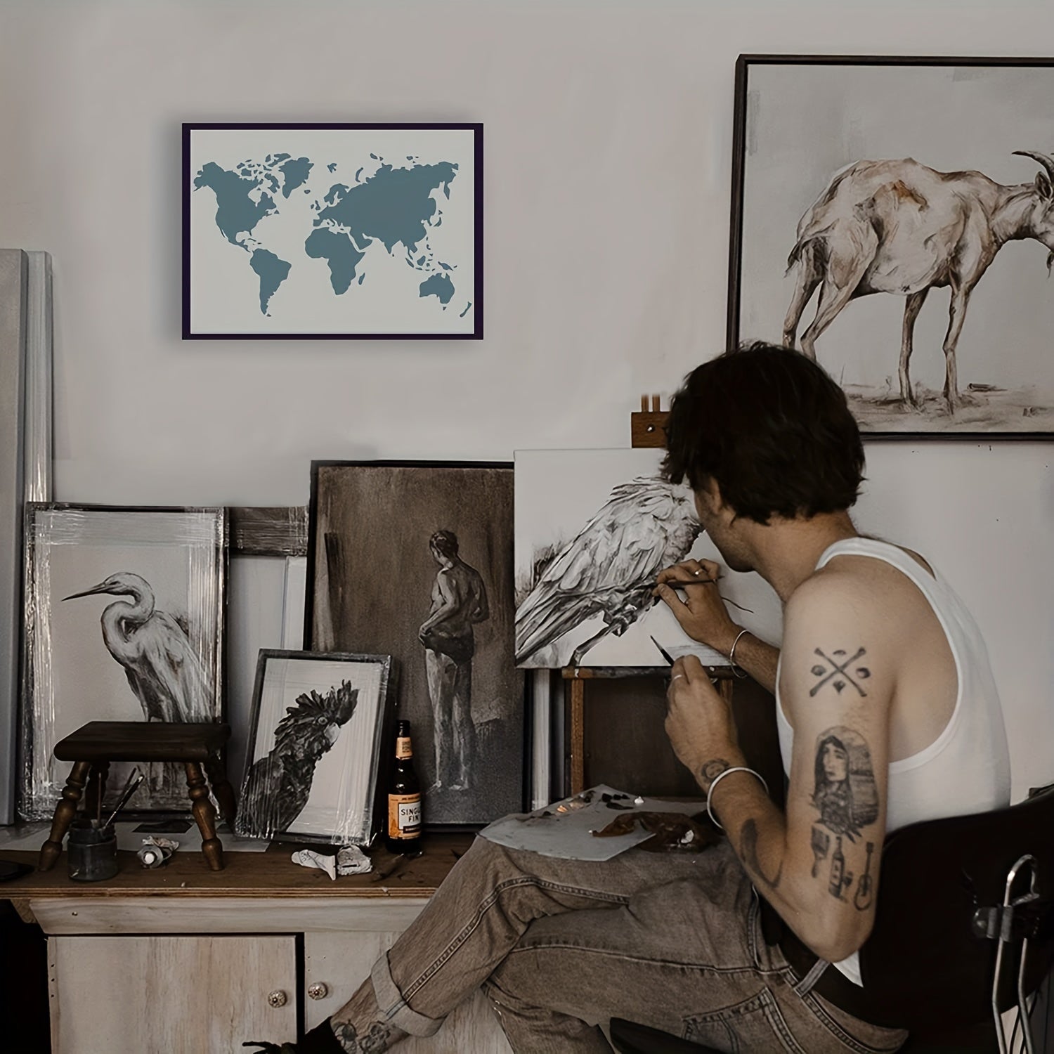 World Map Stencil Template 29.72x21.08 cm Plastic Map Painting Stencil