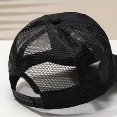 Triangle Label Print Trucker Hat Mesh Baseball Cap