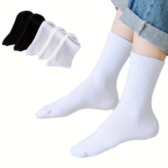 5Pairs Kids Cotton Thin Sports Crew Socks Unisex Boys Girls Solid Mid Tube