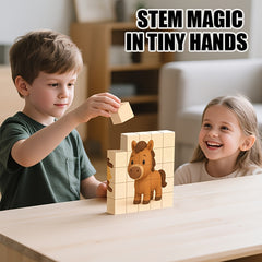 Magnetic Puzzle Toy 6 Sided Patterns Assembles into 6 Animal Designs