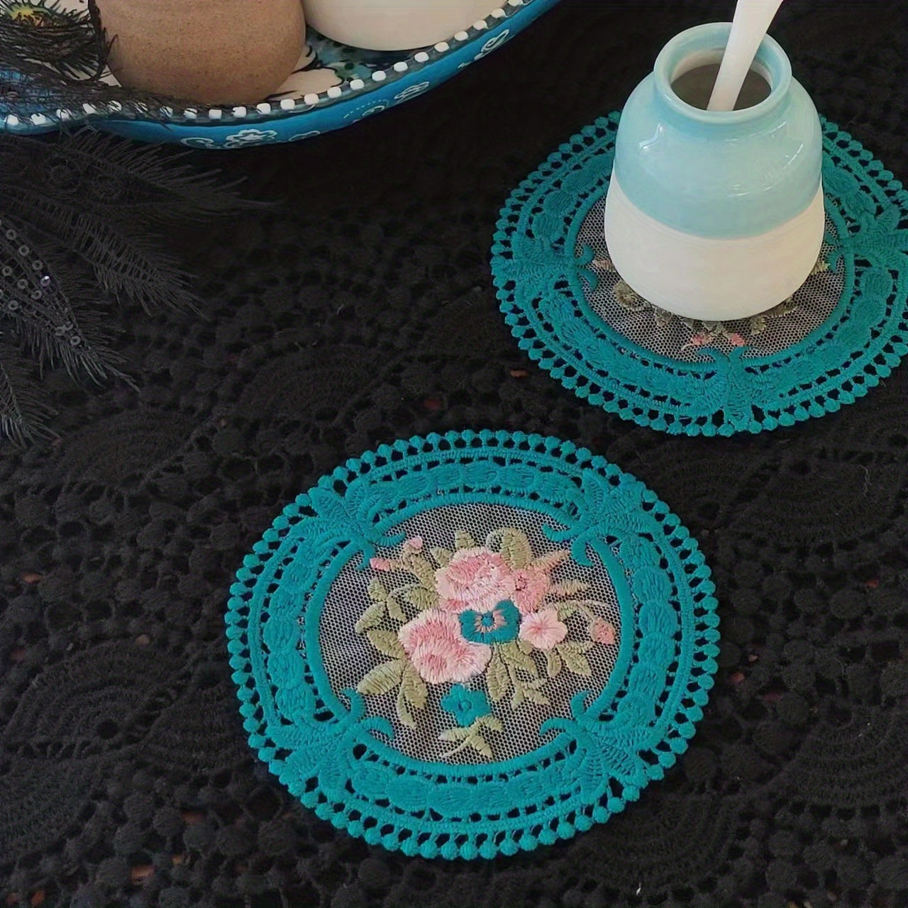 PET Round Coaster Light Lace Anti-scalding Heat Insulation Mat
