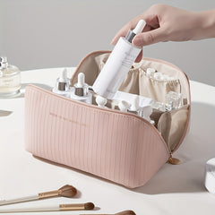 Large Capacity Travel Cosmetic Bag PU Leather Waterproof Women Portable Makeup
