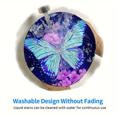 Butterfly Pattern Mouse Pad Round Mouse Mat Non Slip Rubber Base Mousepad