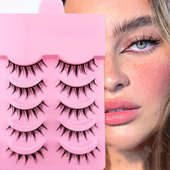 5 Pairs Manga Lashes 14mm Natural Look Individual Clusters Like Lashes Anime