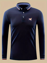 Men's Bird Print Button Up Lightweight Polo