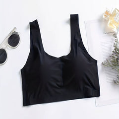 Seamless Padded Sports Bra Wide Strap