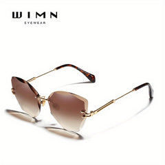 WIMN Vintage Rimless Cat Sunglasses Retro Gradient Sun Glasses UV400