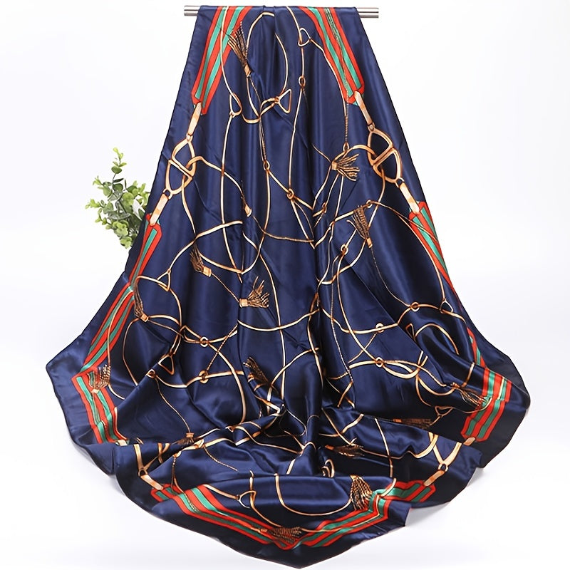 Large Square Satin Neck Scarf Lightweight Silk Scarf