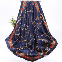 Large Square Satin Neck Scarf Lightweight Silk Scarf