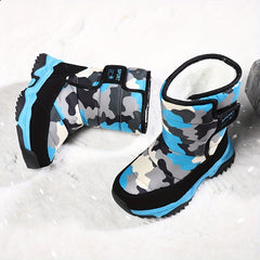 Boy's Camo Snow Boots Warm Fleece Cozy Non-slip Ankle Boots