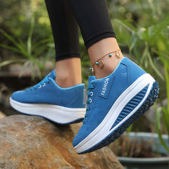 Women's Graffiti Wedge Sneakers Height Increased Athletic Walking Shoes