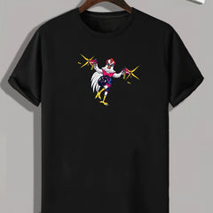 Funny Chicken Print Men's Graphic T-shirt for Summer