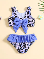 Baby Girls Leopard Print Bikini Set Halter Top Bottoms Swimsuit