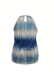 Ombre Print Cut Out Back Round Neck Tank Top