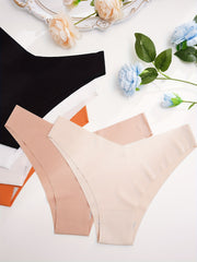 6pcs Seamless Solid Panties Low Waist High Stretch Underwear Lingerie