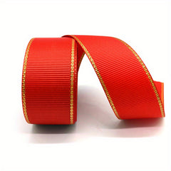 2 Yards 25mm Metallic Edge Grosgrain Ribbon Gift Hair Bows DIY Christmas