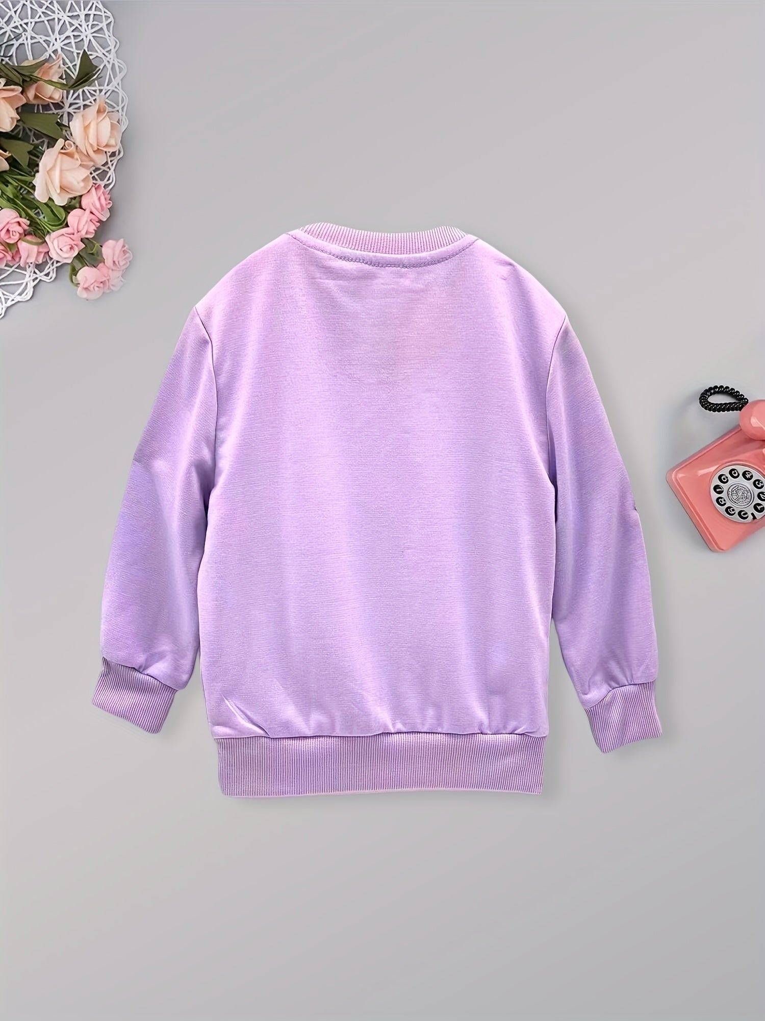 Girls' Unicorn Graphic Crew Neck Sweatshirt for Spring and Autumn