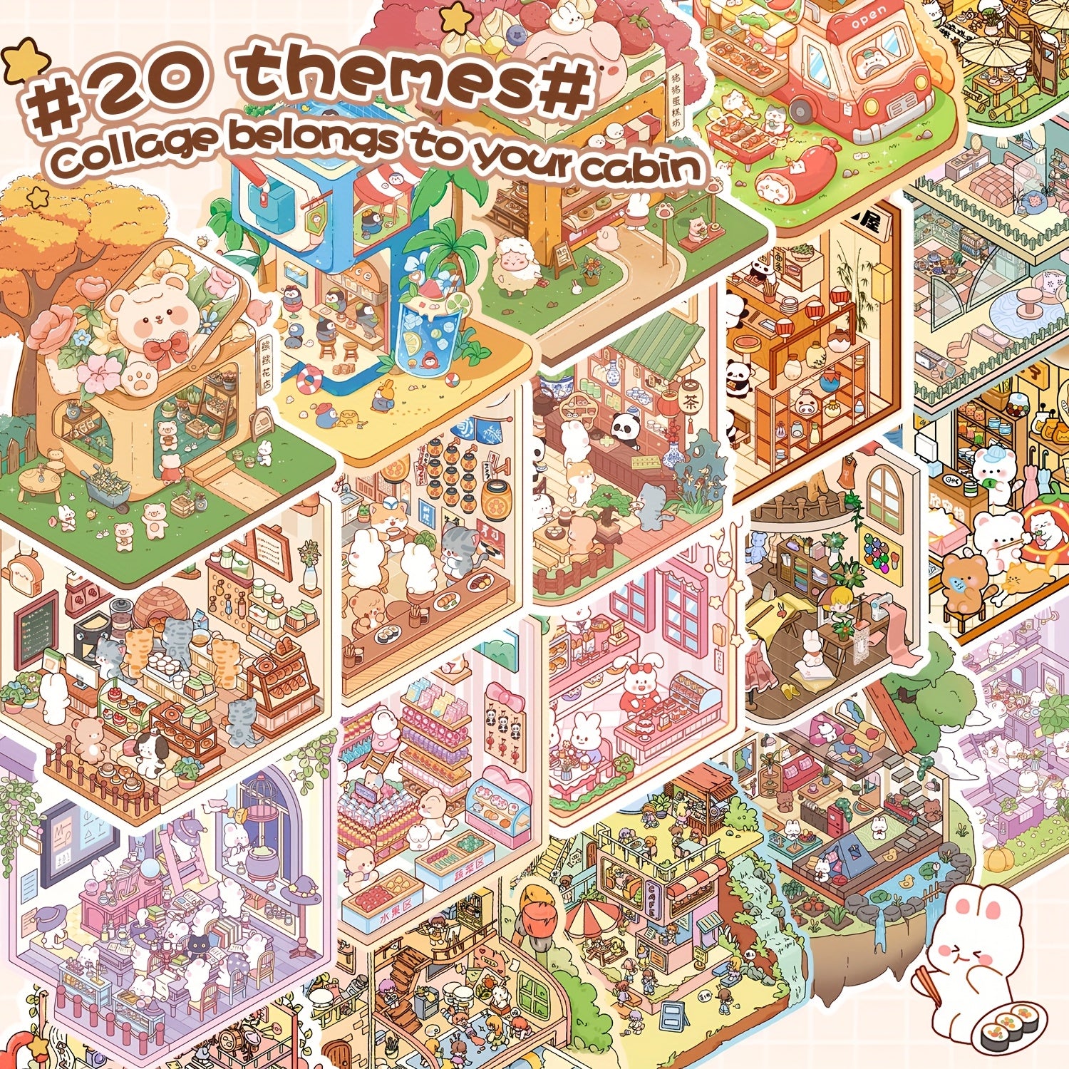 DIY House Stickers Kit - 61 Style 3D Scenes for Journals and Toys