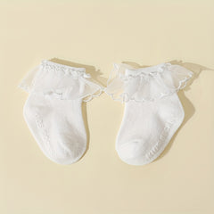 Soft Breathable Princess Socks for Infant Girls Lace Trim Ankle