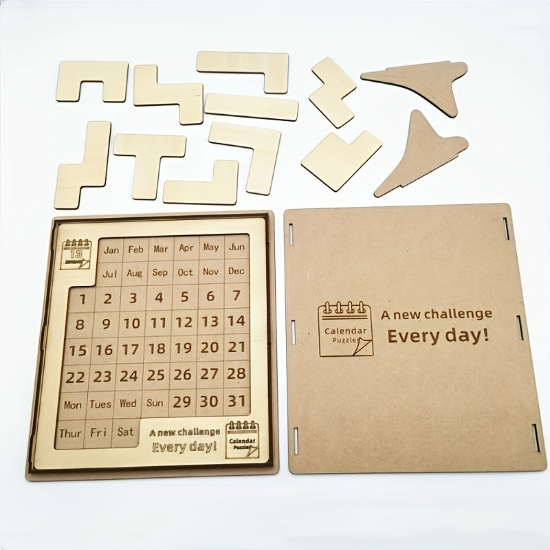 Wooden Perpetual Calendar Puzzle Decor