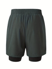 Men's 2-Layer Gym Shorts with Zip Pockets for Running & Workouts