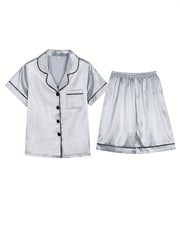 Toddler Girls Boys Pajamas Set 2 Pcs Kids Short Sleeve Button Down