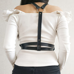 Gothic Rivet Harness Belt Double Layer PU Leather Chest Harness