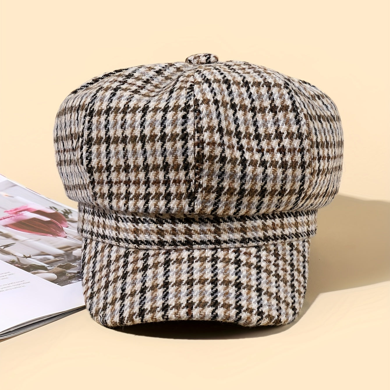 Plaid Octagonal Hat Outdoor Sun Hat Casual Cap Painter Hat