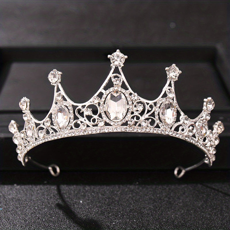 Vintage Rhinestone Crown Princess Headband For Wedding Prom Birthday Party