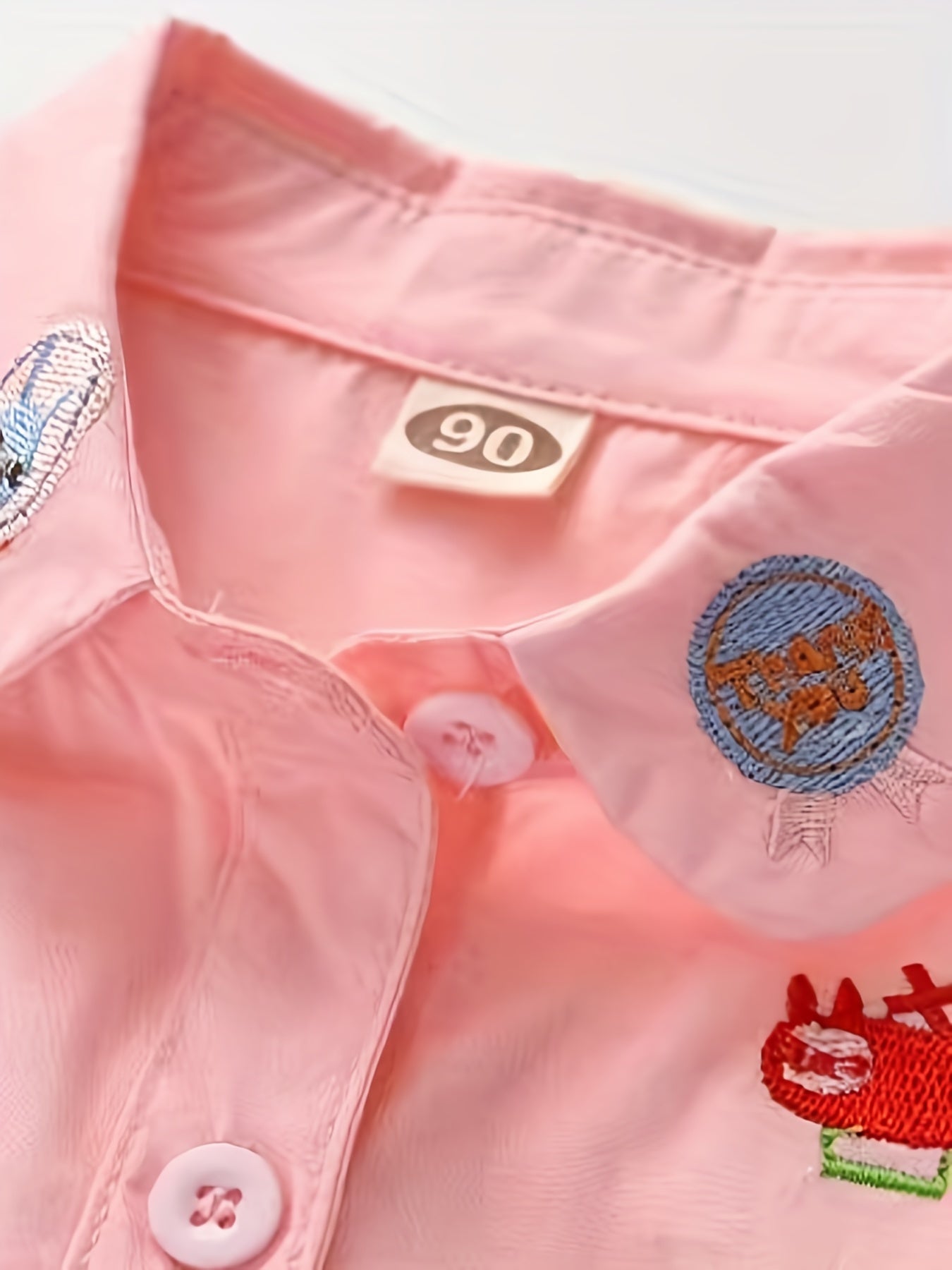 Girl s Cartoon Embroidered Collared Shirt Top For Autumn Outfit