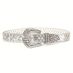 Kids Rhinestone Western Leather Belt for Boys Girls