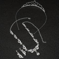 Alloy Rhinestone Headband Necklace Earrings Set Bridal Wedding Hair Accessories