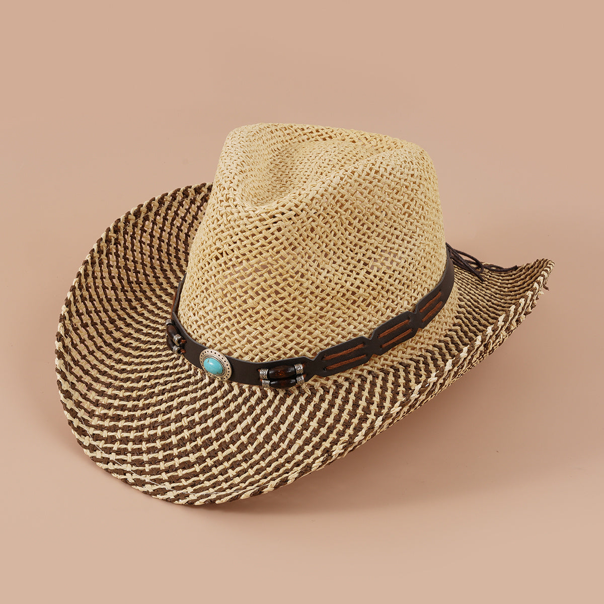 Vintage Jazz Hat with Faux Jade Belt Straw