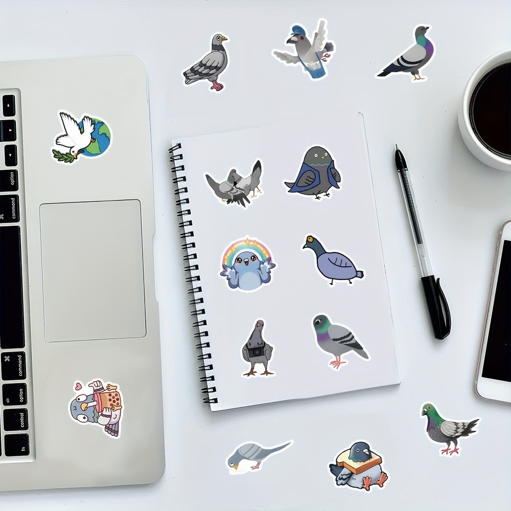 60Pcs Pigeon Cartoon Sticker For Laptop Travel Bottles