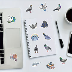 60Pcs Pigeon Cartoon Sticker For Laptop Travel Bottles
